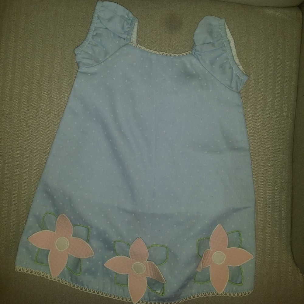 New halabaloo Blue Polk a dot Dress 12m